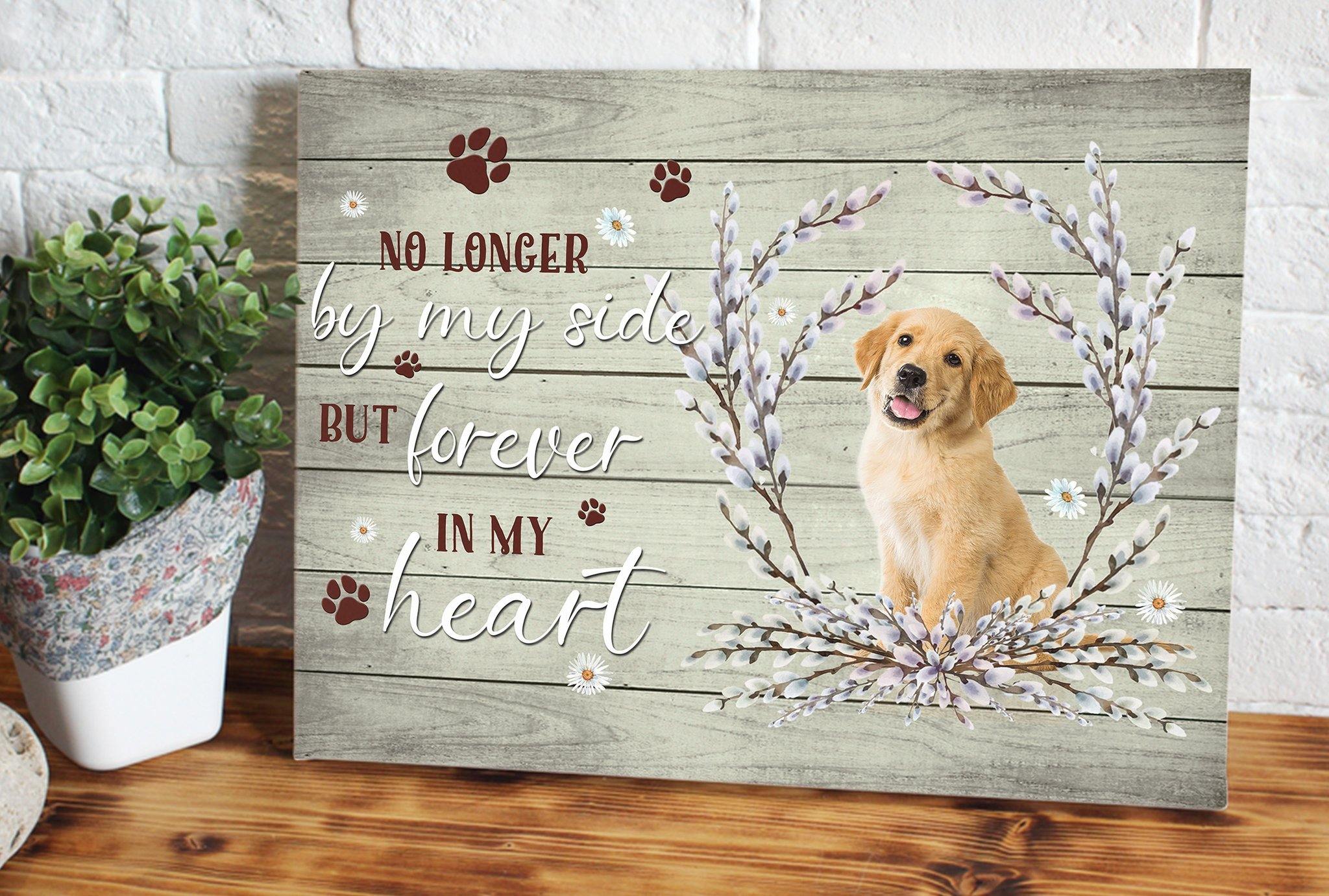 [Personalized Photo] No Longer By My Side But Forever In My Heart Gift For Family Home Decor Wall Art Canvas Memorial Home Decor