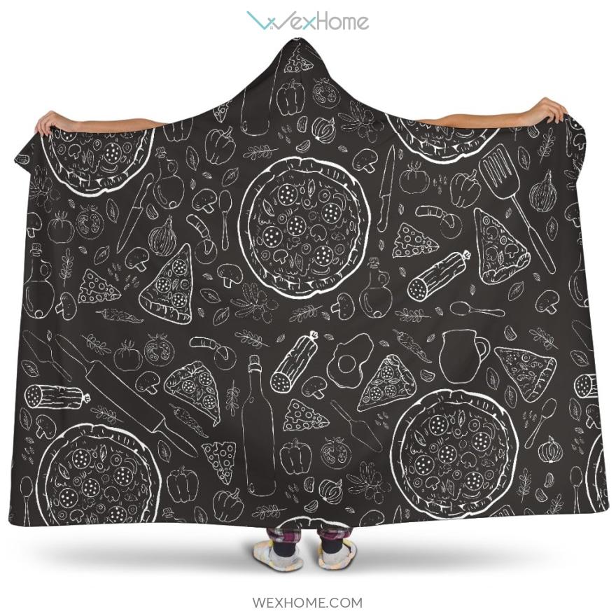 Pizza Pattern Hooded Blanket