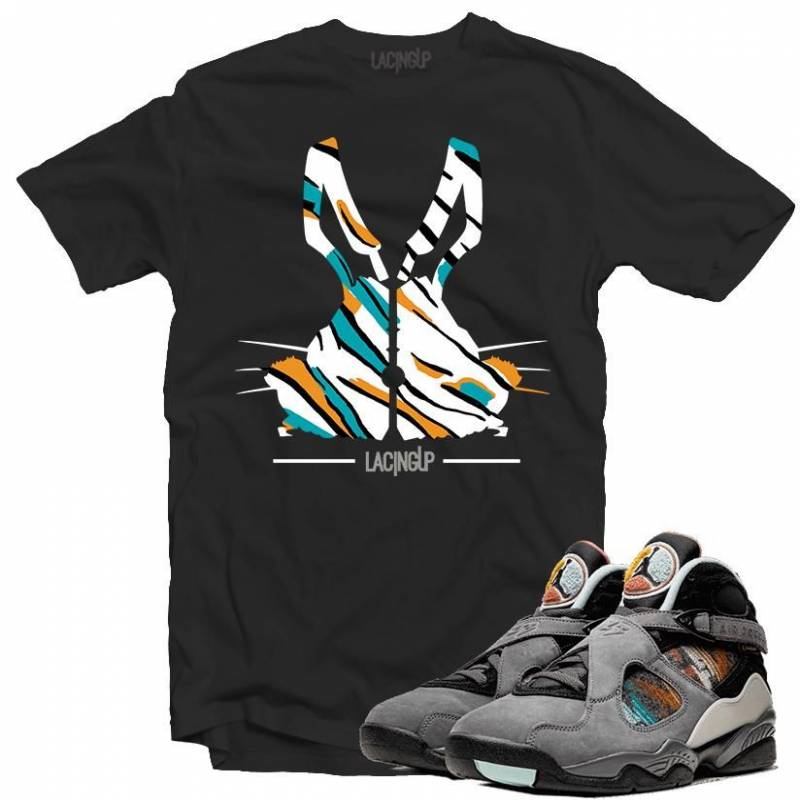 Jordan 8 N7 bunny ears black tee-Lacing Up