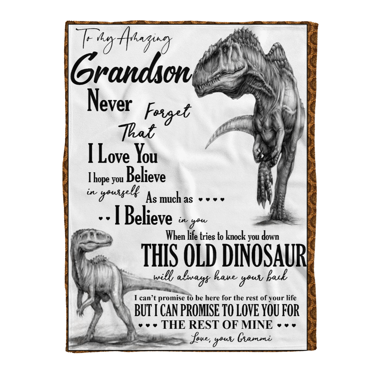 To My Grandson Dinosaur Always Have Your Back Gift From Grandma Grammi Fleece Blanket – Quilt Blanket