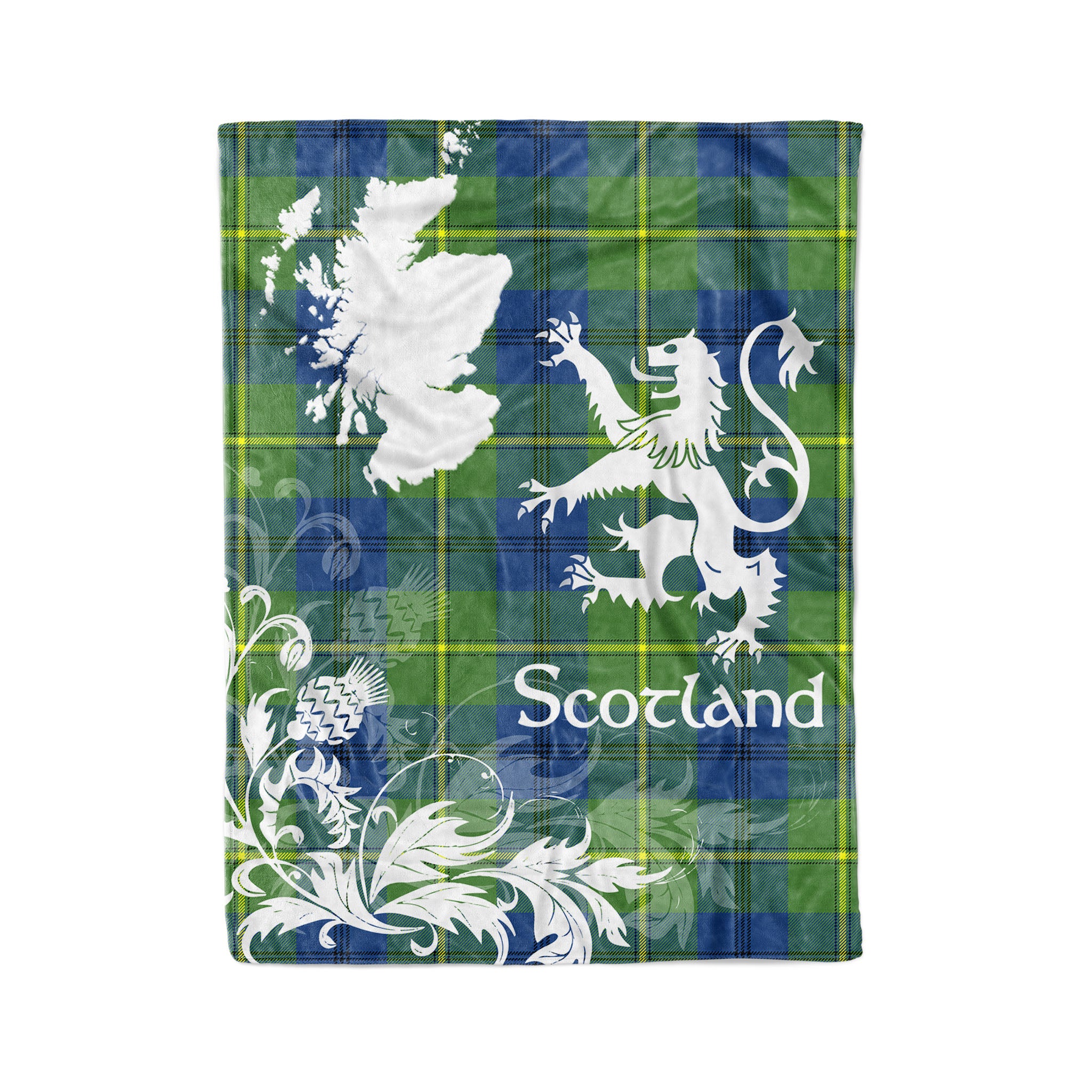 Tartan Plaid Fleece Blanket Tartan Blanket Thistle And Lion Scottish Clan Johnston Ancient Plaid Blanket