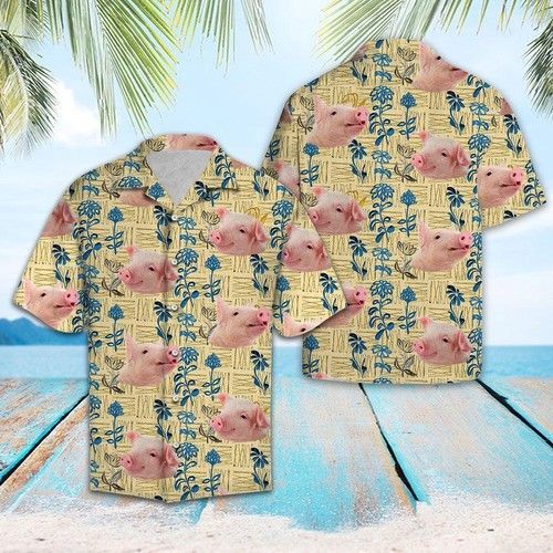 Aloha Shirt Pig Floral Tg5717  Hawaiian Shirt