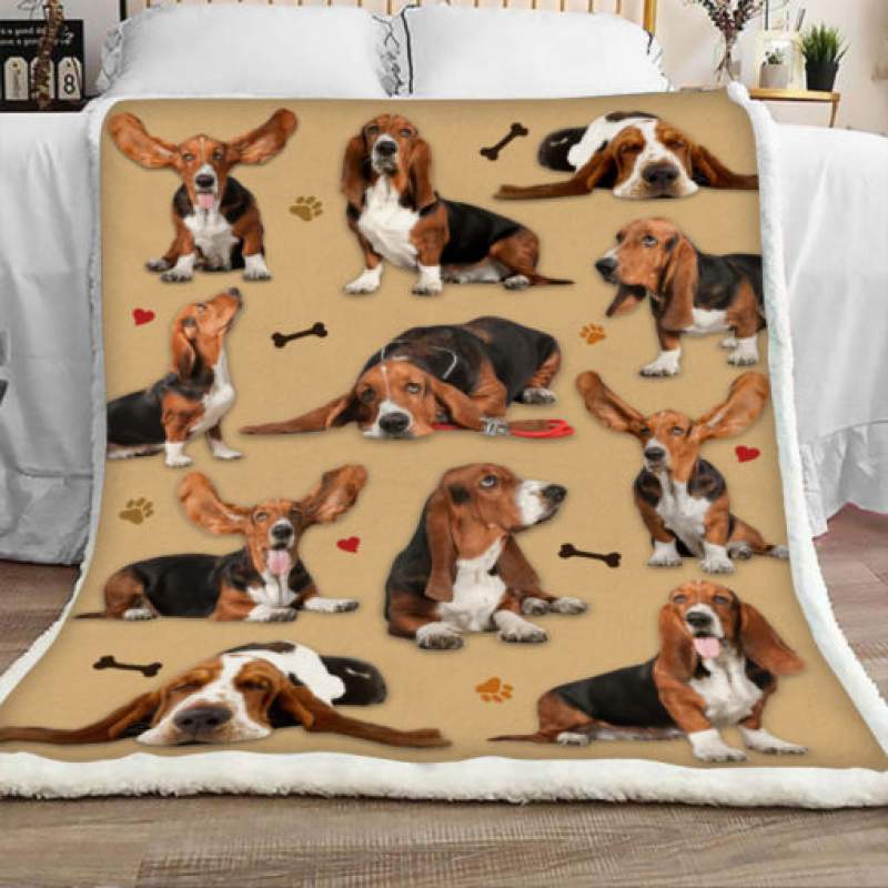 Basset Hound Dog Sherpa Blanket JR1501 90O47