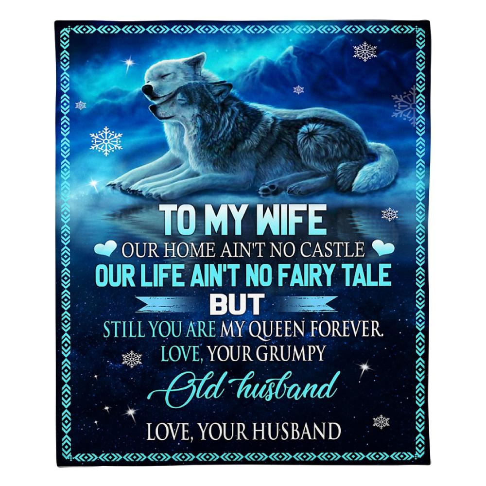 To My Wife From Old Husband Fleece Blanket Family Gift Home Decor Bedding Couch Sofa Soft And Comfy Cozy