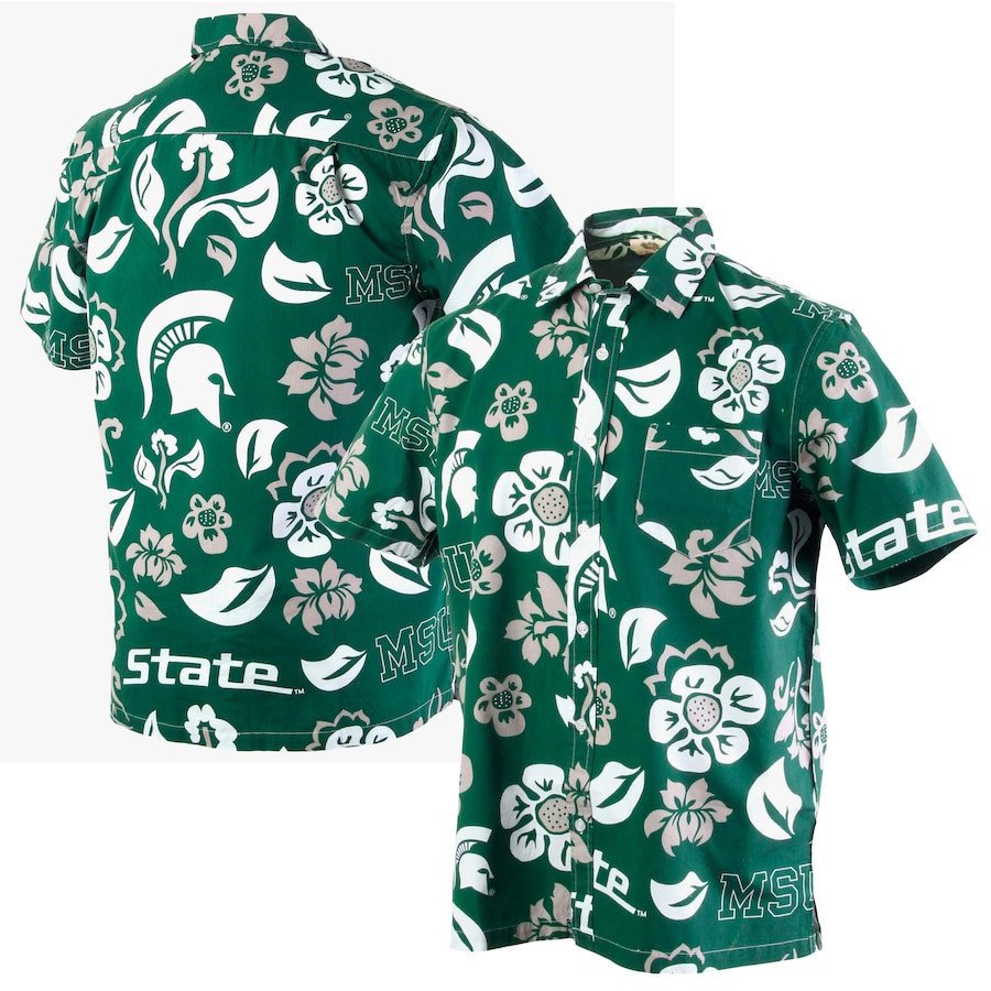 Michigan State Spartans Green Floral Hawaii Shirt Ha54120