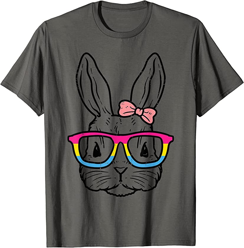 Bunny Face Glasses Animal LGBTQ Pansexual Pan Flag Women T-Shirt