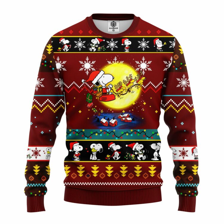 The Peanuts Merry Xmas Gifts, Santa Snoopy And Woodstock Ugly Christmas Sweater