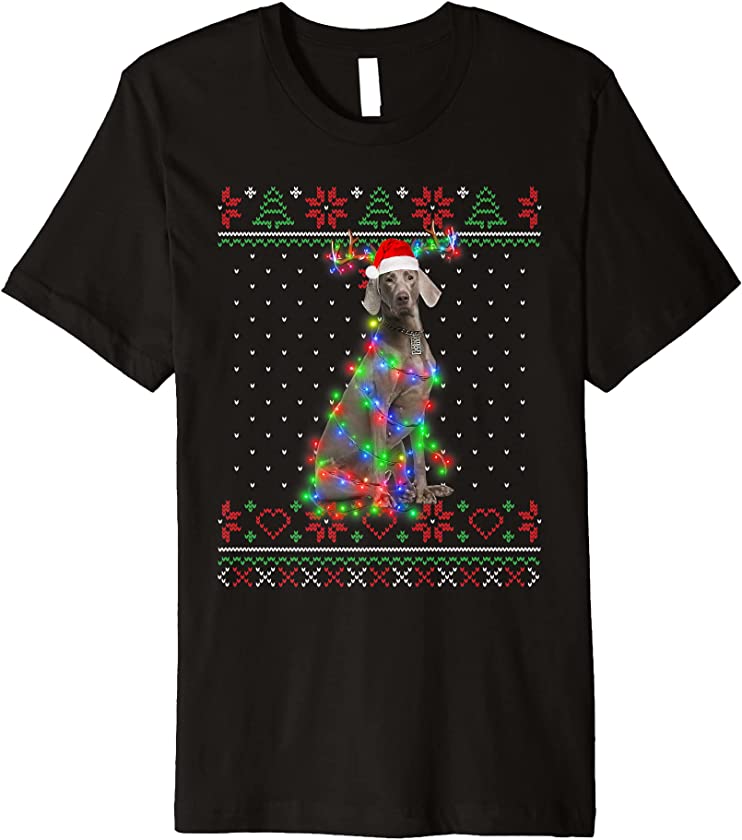 Weimaraner Dog Ugly Sweater Christmas Puppy Dog Lover Premium T-Shirt