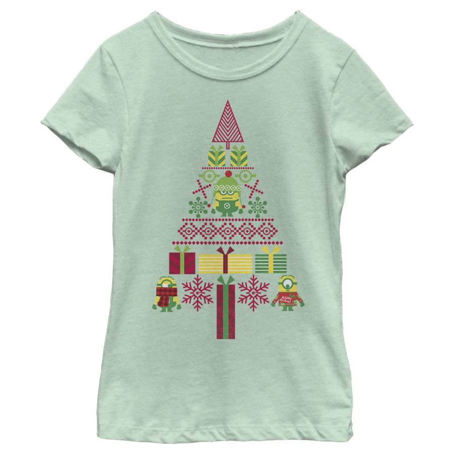 Despicable Me Girl’s Ugly Christmas Minons Tree 2D  T Shirt