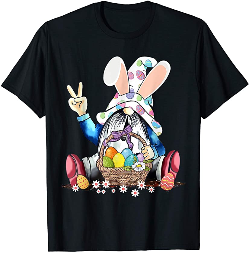 Bunny Gnome Hug Basket Easter Eggs Happy Easter Day 2021 T-Shirt