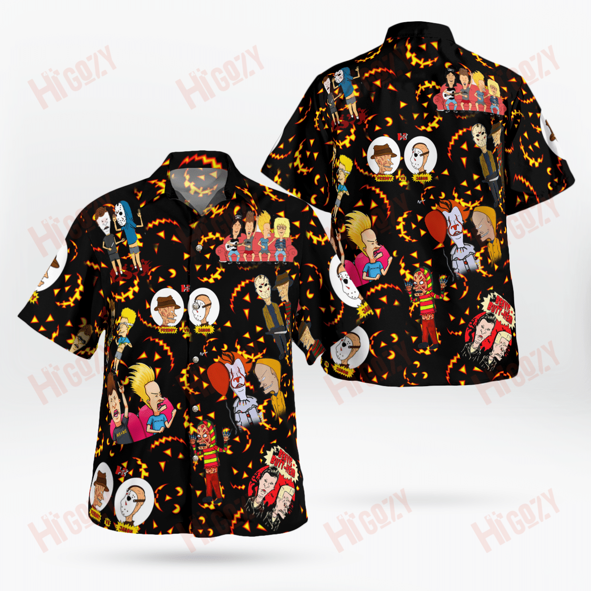 Beavis And Butt-Head Funny Halloween Hawaiian Shirt, Halloween Button Up Shirt, Halloween Hawaiian Shirt