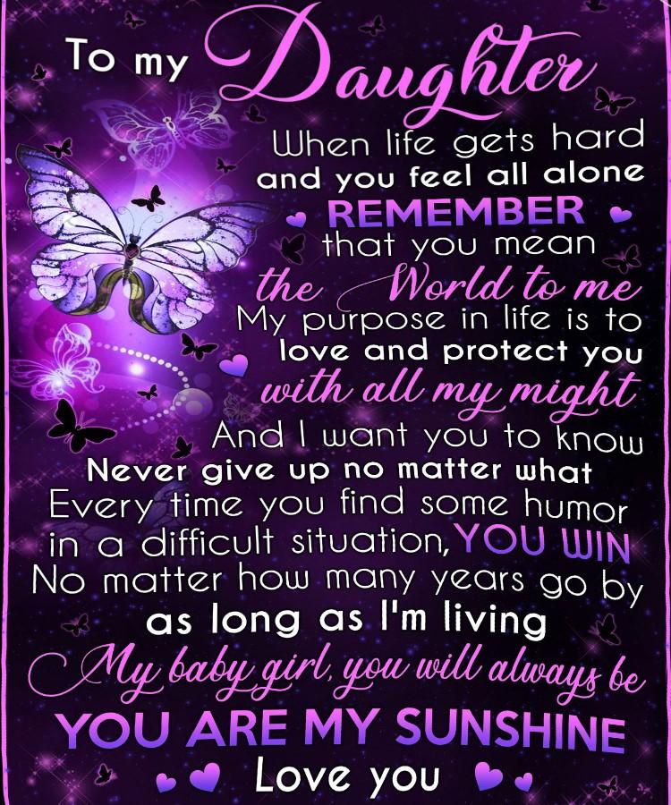 To My Daughter Purple Butterflies – Fleece Blanket