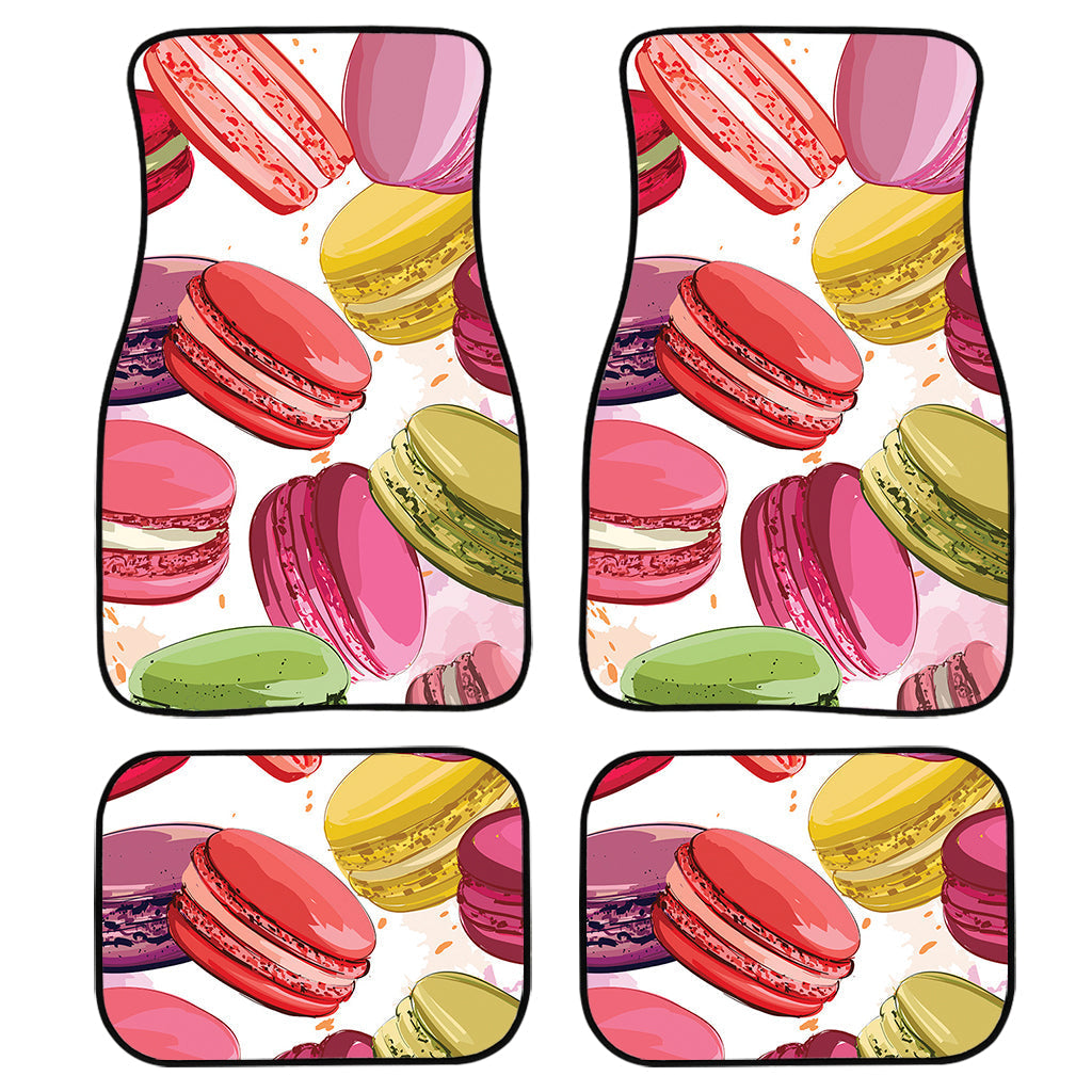 French Macaron Pattern Print Front And Back Car Floor Mats, Front Car Mat