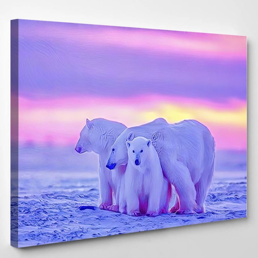 Polar Bear Cubs Against Canadian Arctic – Bear Animals Canvas Print