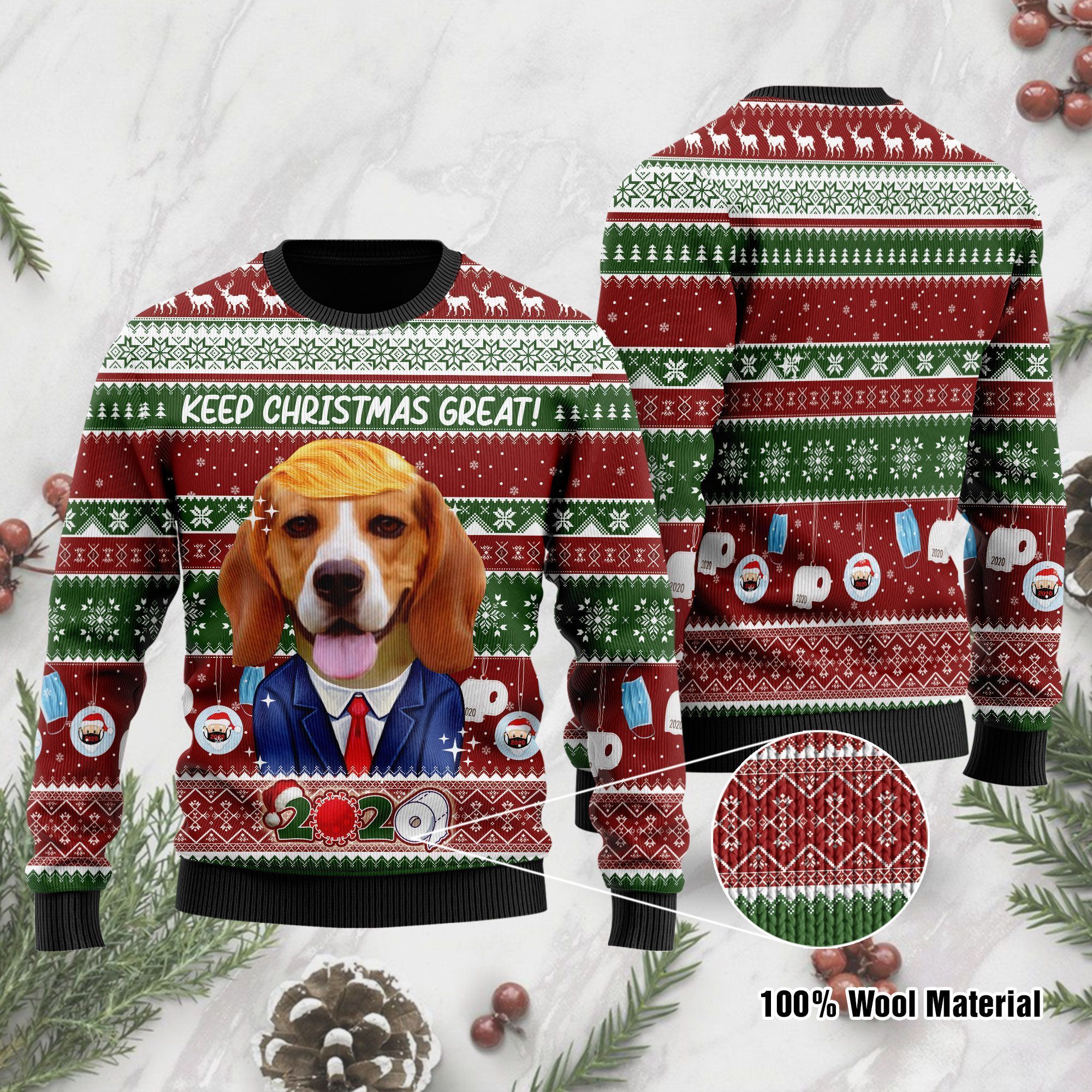 Beagle Keep Christmas Great 2020 Ugly Sweater For Pet Lovers On Christmas Day