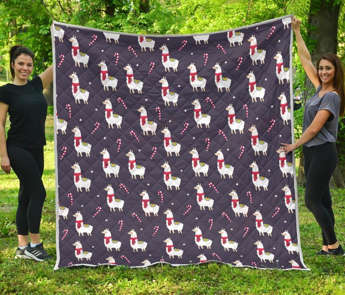 Llama With Candy Cane XL0104636CL Quilt Blanket