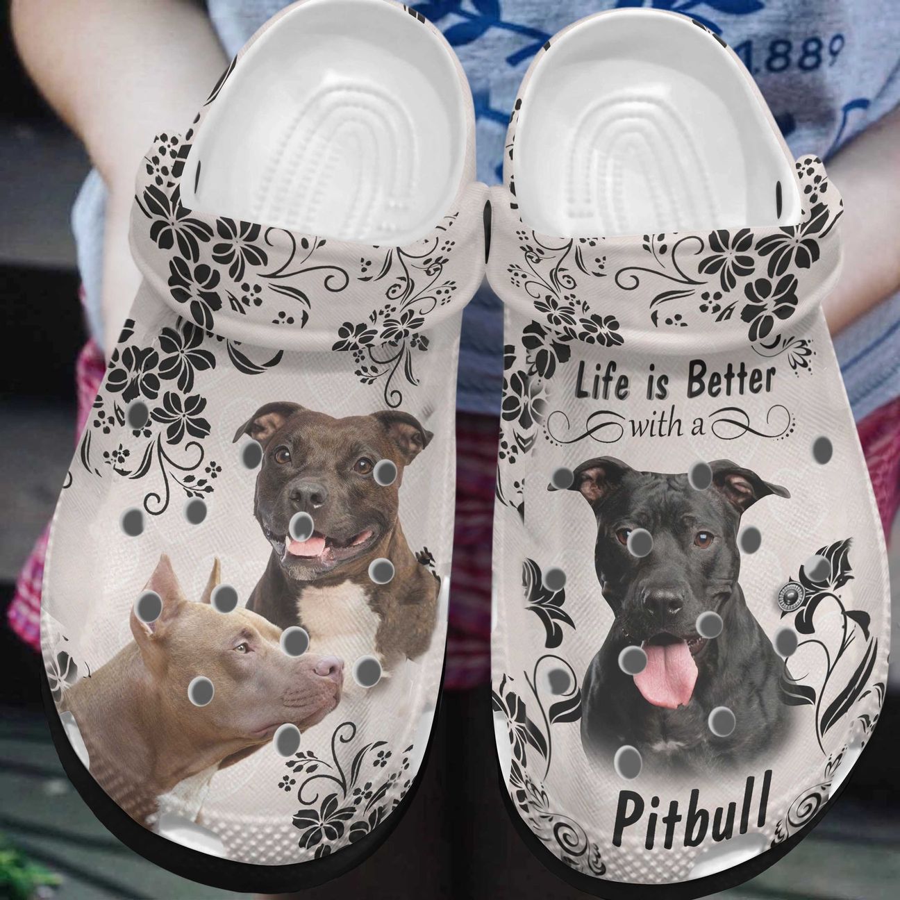 Pitbull Personalized Clog, Custom Name, Text, Color, Number Fashion Style For Women, Men, Kid, Print 3D Life Is Better