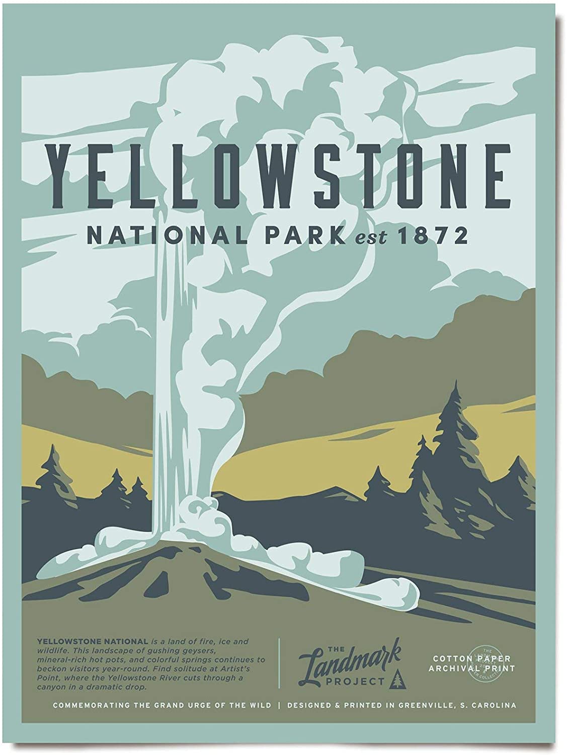 Visit To Yellowstone National Park Travel To Wyoming, Montana And Idaho, United States Poster Art Print      Home Decor Gift For Men Women Family Friend On Birthday, Xmas