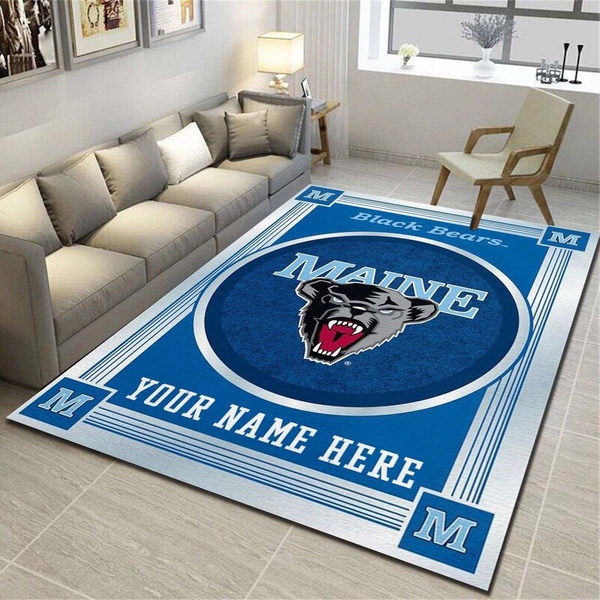 Maine Black Bears Personalized Rug, Team Living Room Carpet, Customized Floor Mat