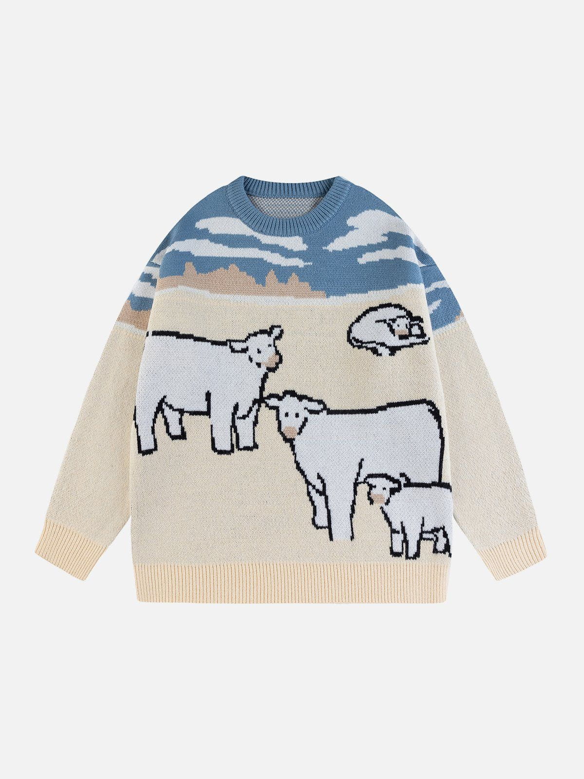 Talishko™ – Colorblock Cow Jacquard Sweater