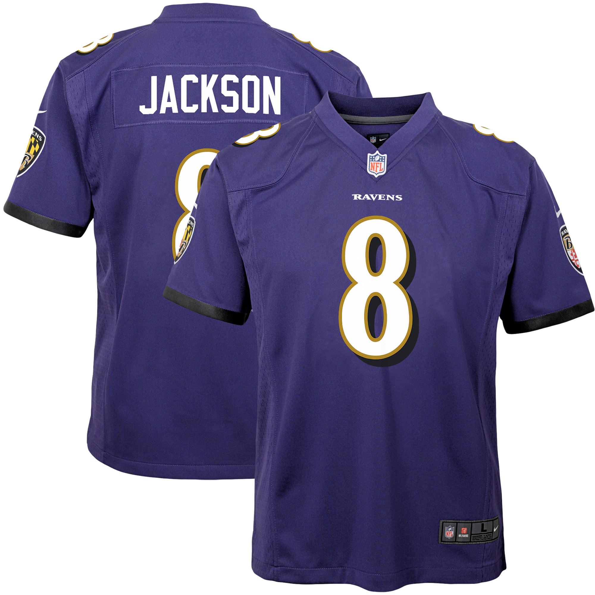 Youth Baltimore Ravens Lamar Jackson Purple Game Jersey 2