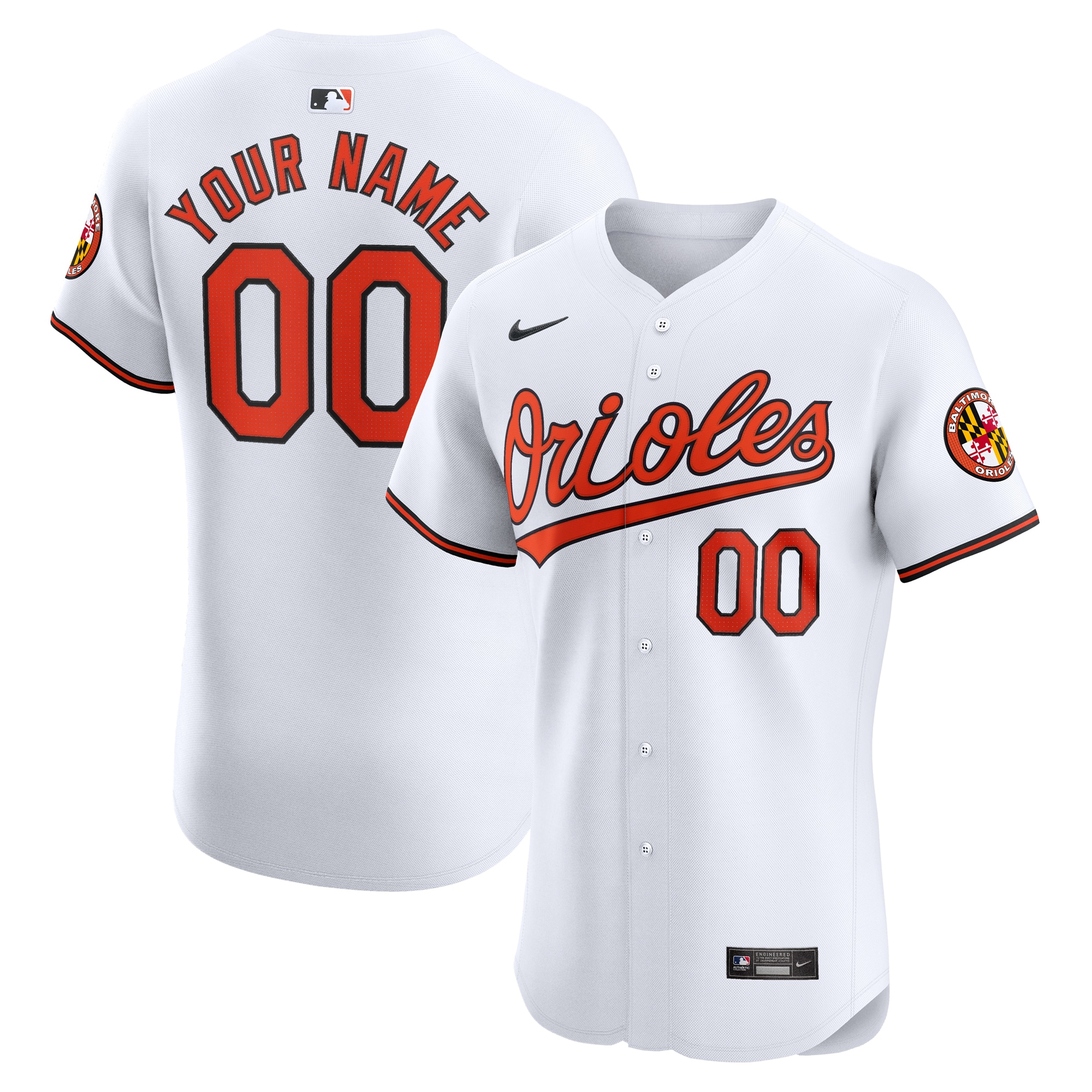 Baltimore Orioles Home Elite Custom Jersey – White