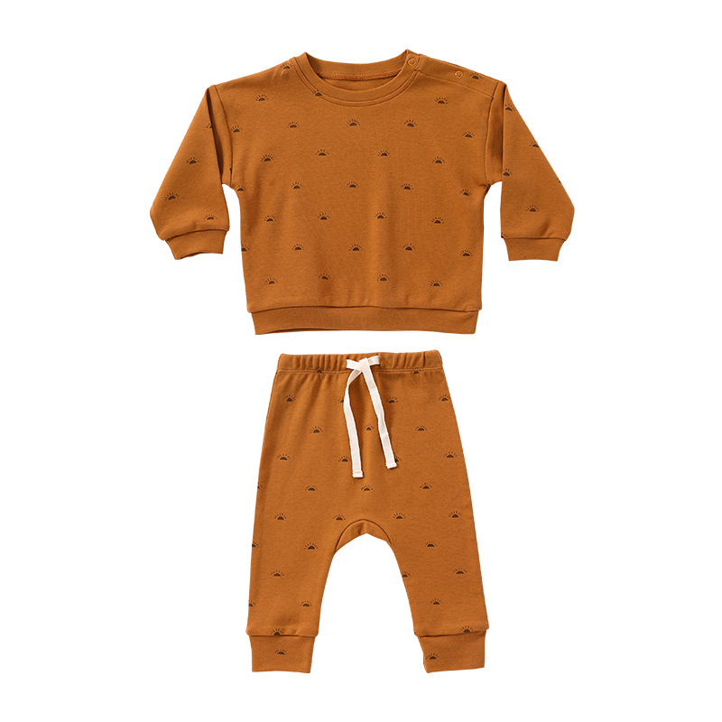 2022 Infant Autumn New Sweatshirt Sets Boy Girl Baby Cotton Printed Sweater Pants Two-piece Set alx