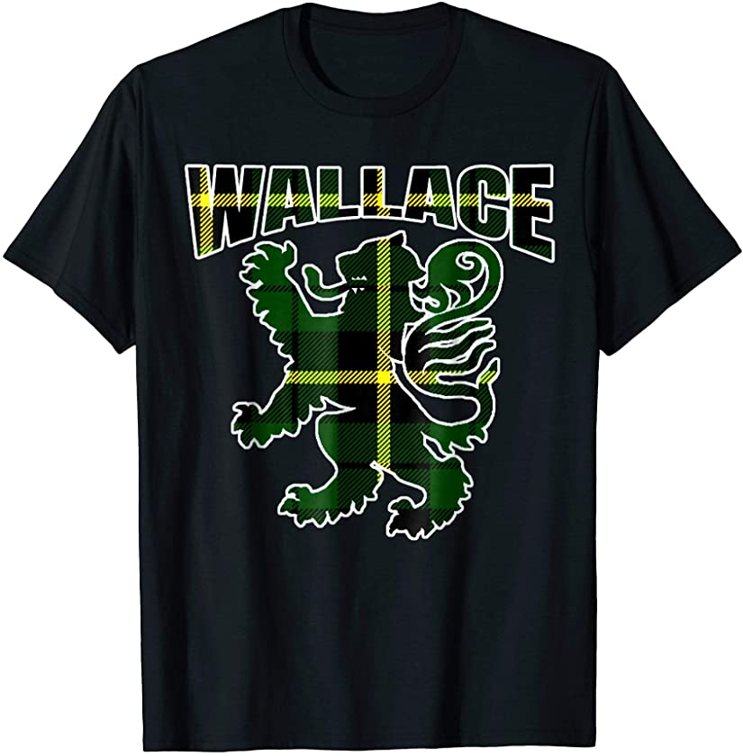 Wallace Clan Kilt Tartan T-Shirt Lion Namesake gift Tee