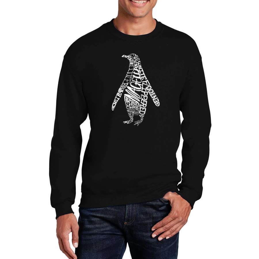 LA Pop Art  Men’s Word Art Crewneck Sweatshirt – Penguin