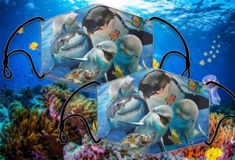 Dolphin Shark Turtle Ocean Animal Lover Print Face Cover Fish Sea Animal Print Cotton Mask 1-10 Pcs For Kid & Adult All Over Print Face Mask Covering For Adults And Kids