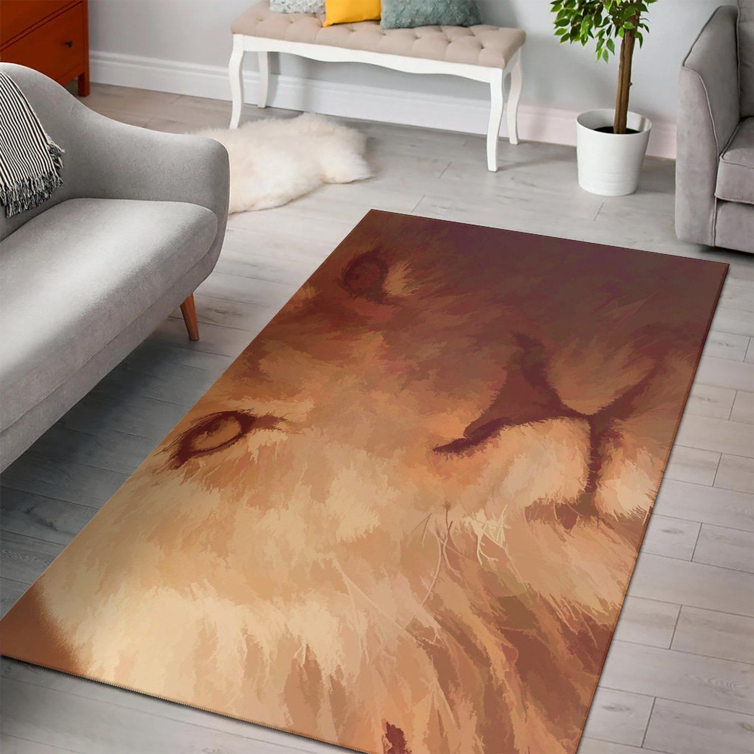 The Lion Represents The King Of The Jungle Area Rug Living Room Rug Family Gift US Decor