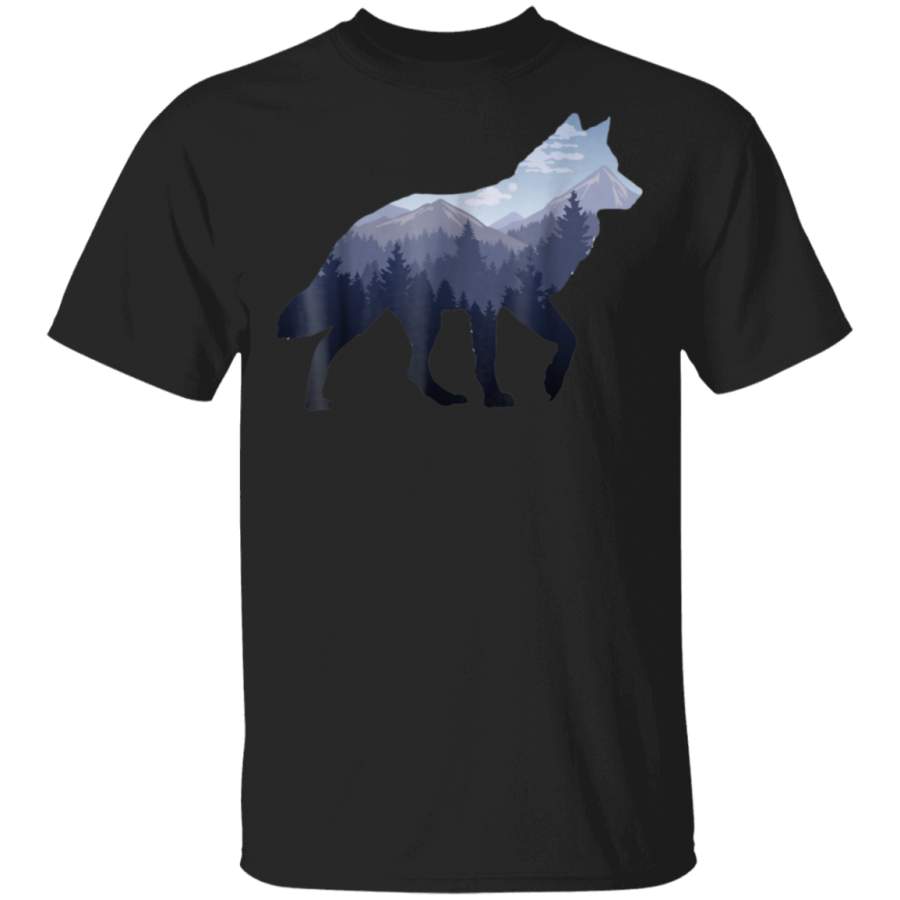 Lone Wolf Survives The Mountain Silhouette Art T-Shirt