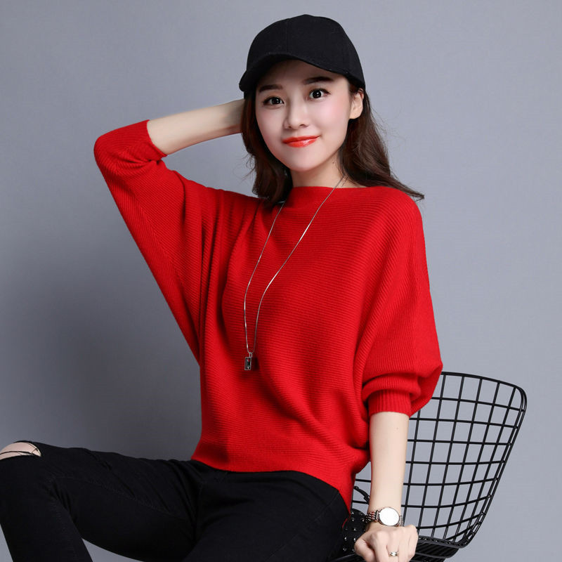 Women’s Sweater Spring and Autumn Knitwear Women’s 2022 New Bat Sleeve Top Knitted Jacket Loose Fashion Trending Sweater alx