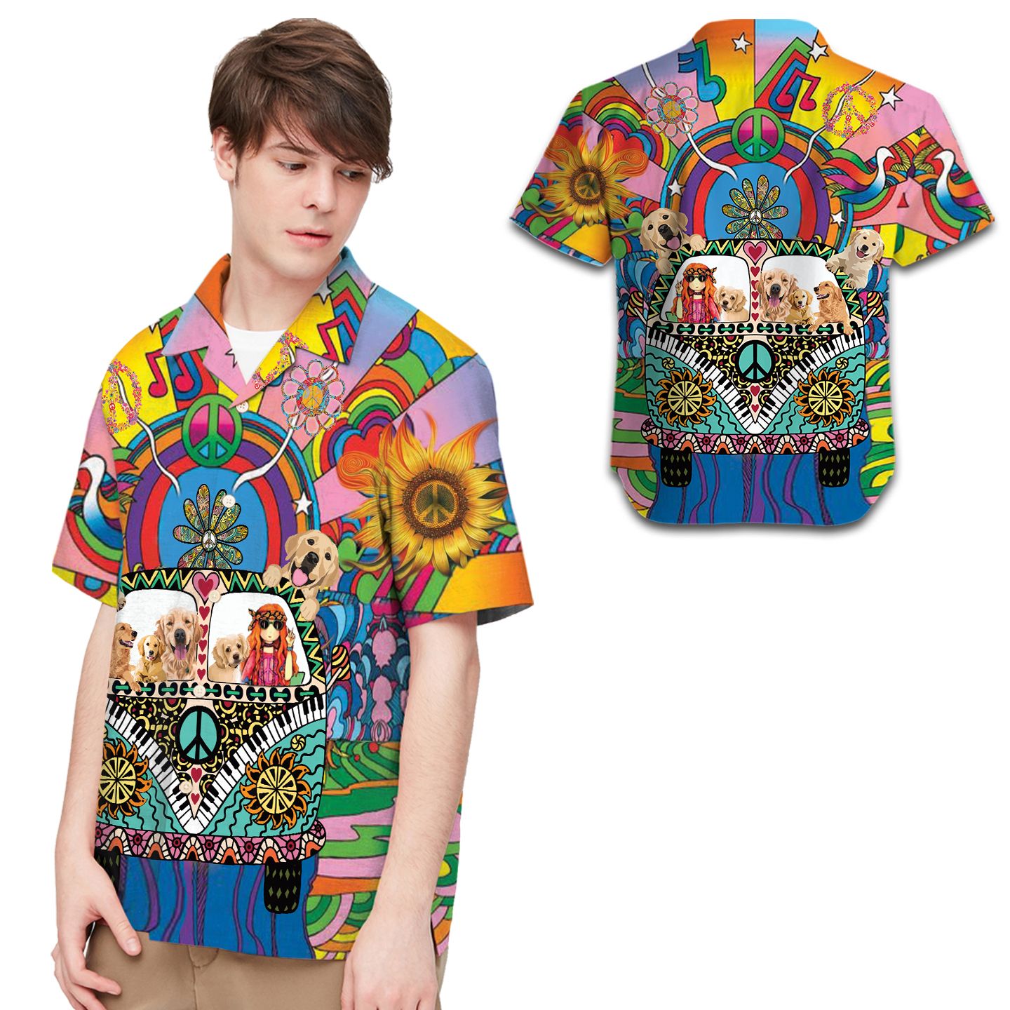 Golden Retriever Hippie Hawaii Shirt For Men Lovers Ha63974