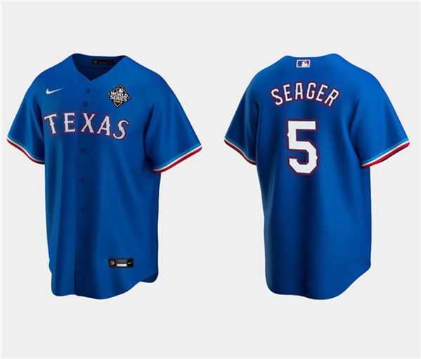 Corey Seager 5 Texas Rangers 2023 World Series Cool Base Stitched Baseball Jersey Royal 3228