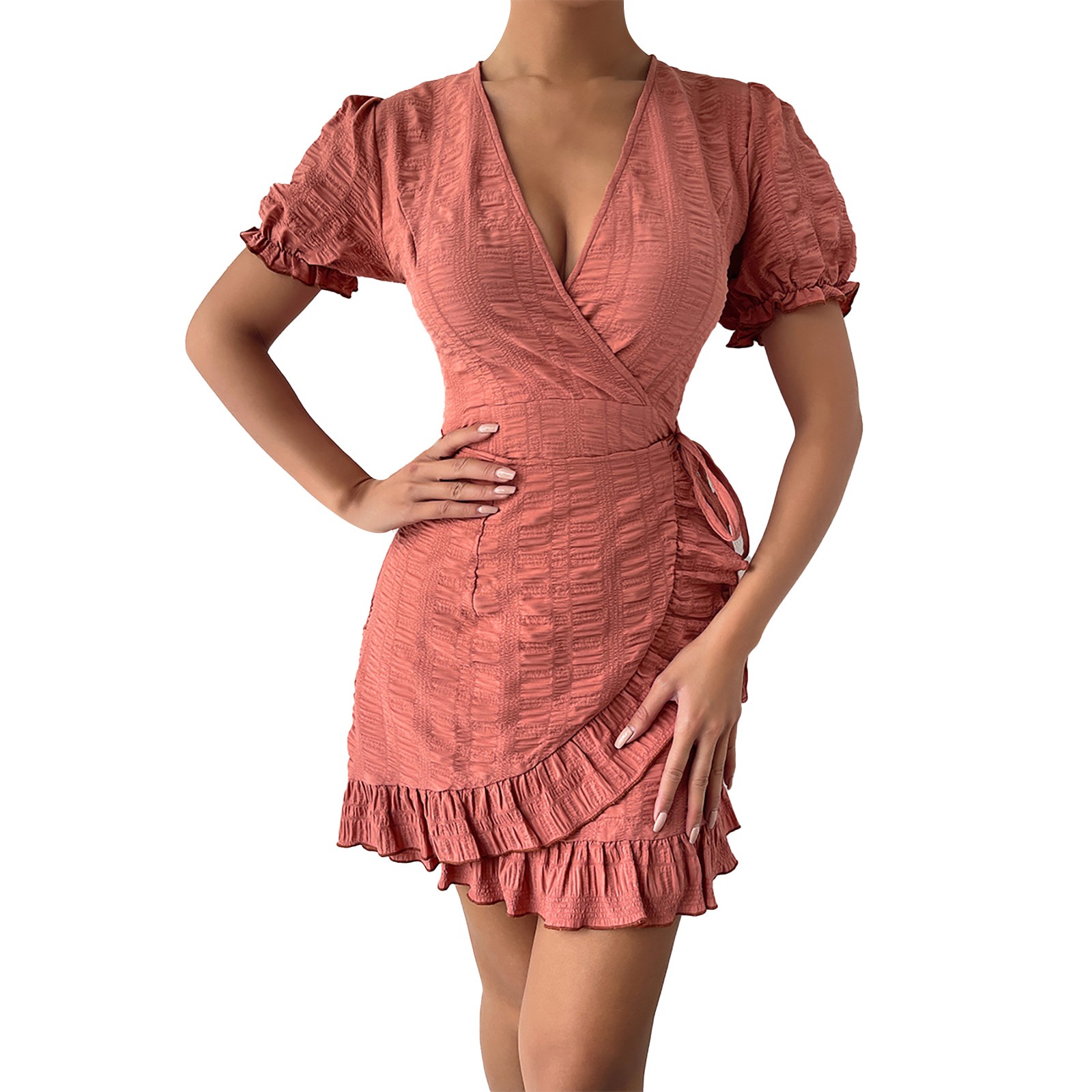 Cute Shirt Dresses for Women Women Short Sleeve Crew Neck Smocked plus Size Summer Outfits Dresses Ladies Dress Suits Work alx