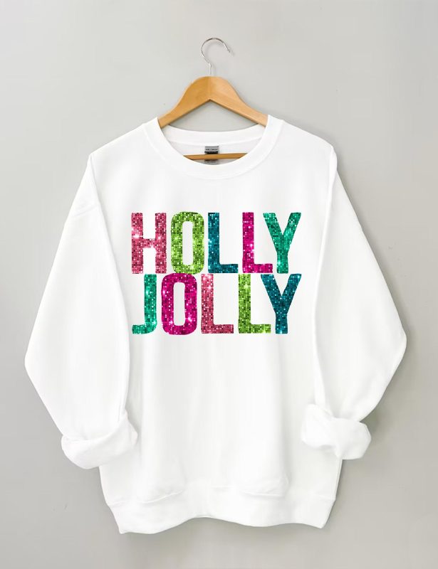 2D Shirt Holly Jolly Sweatshirt, Holly Jolly Christmas Sweatshirt, Christmas Sweatshirt, Xmas Party Gift, Christmas Women Shirt Casual Winter