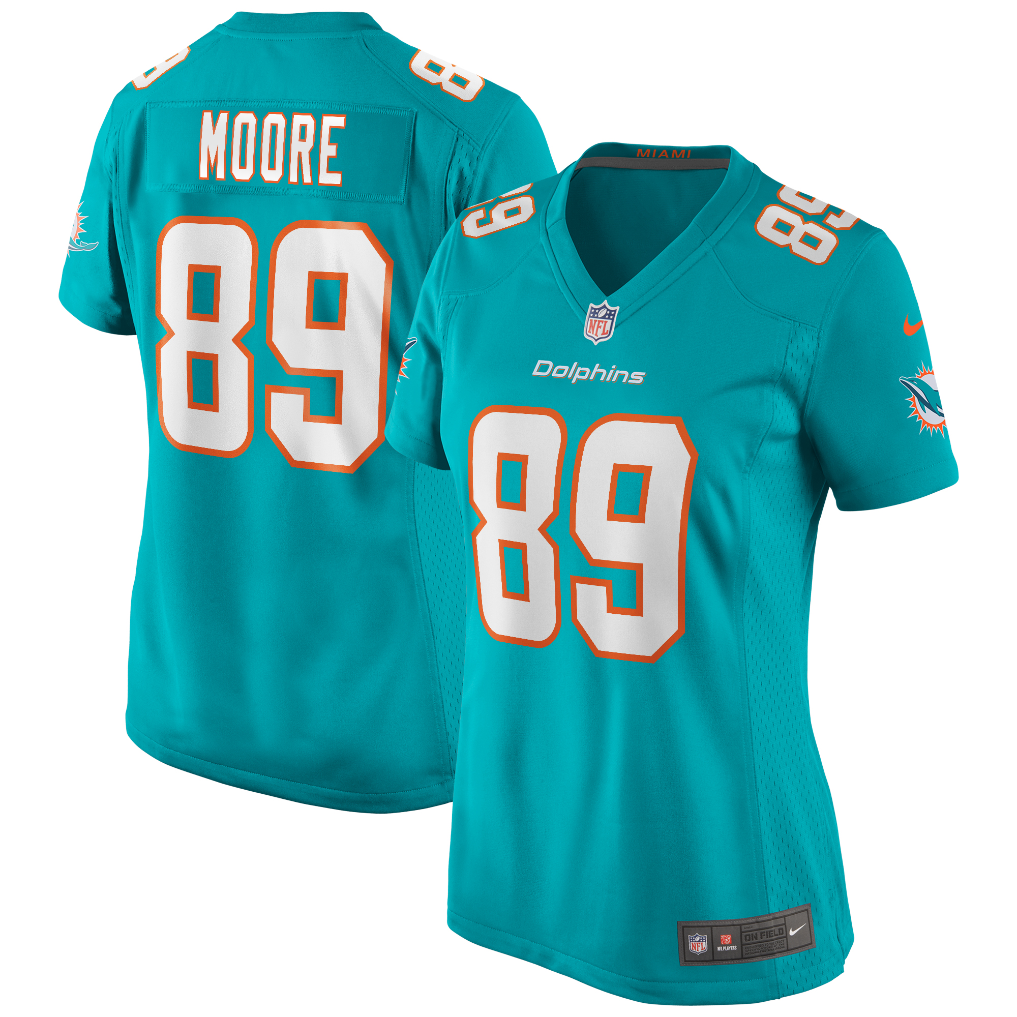 Nat Moore Miami Dolphins Women's Game Retired Player Jersey – Aqua