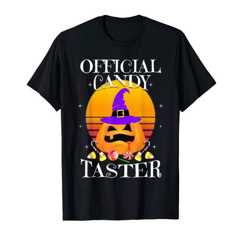 Official Candy Taster Halloween Pumpkin Face Witch Hat T-shirt