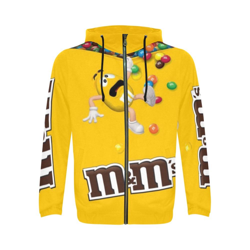 M&M All Over Print Full Zip Hoodie For Men