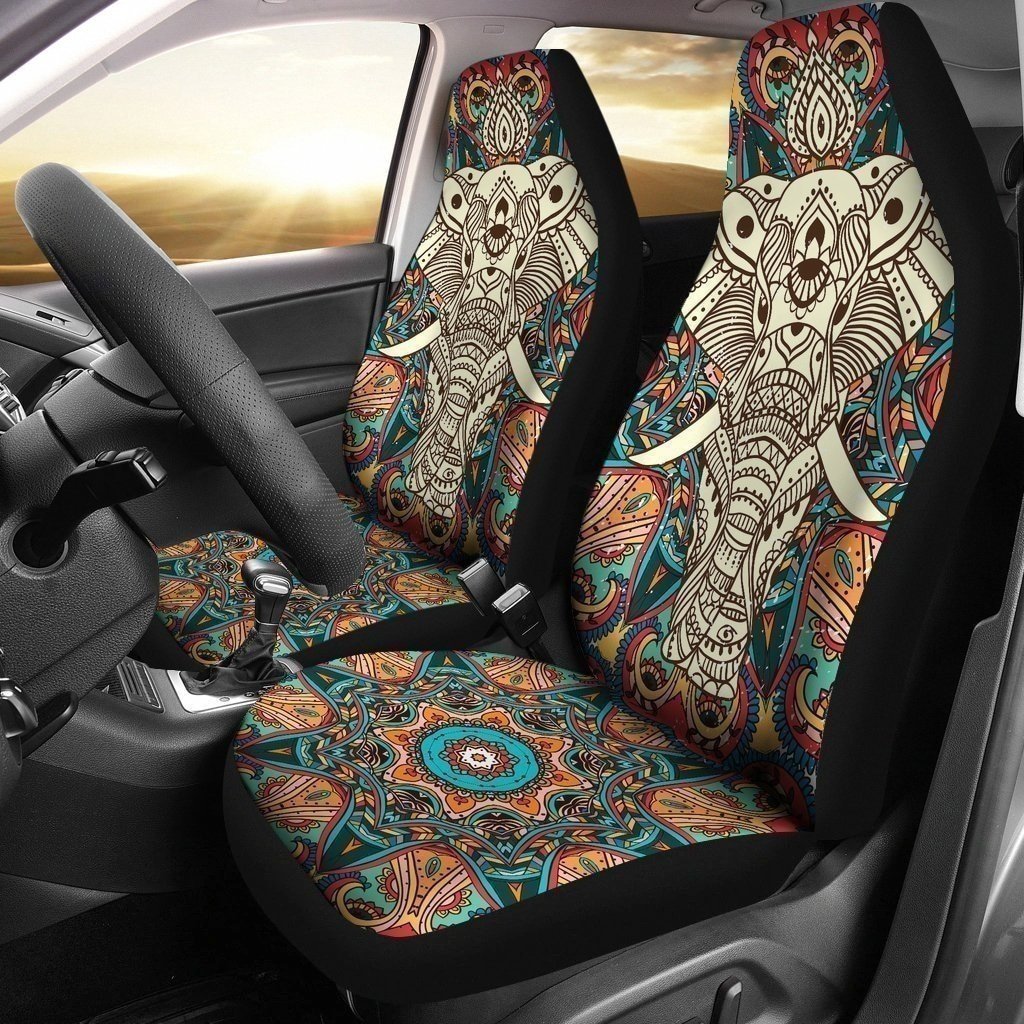 Boho Elephant Car Seat Covers Mandala Yoga Lover Gift NH09