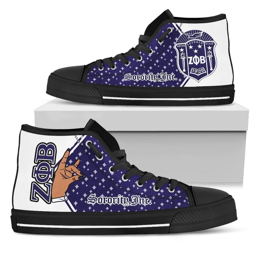 Wonder Print Footwear – Zeta Phi Beta Hand Sign High Top Shoes Lt10