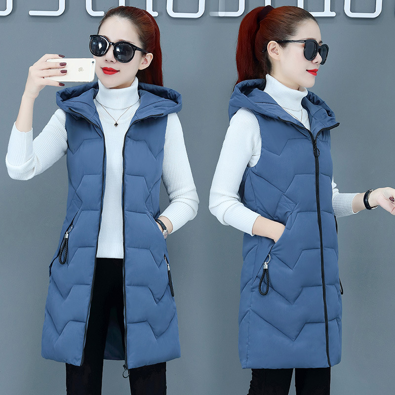 Waistcoat Women Black M-4XL Small Girls Detachable Hooded Sleeveless Coats 2022 Autumn Winter New Fashion Short Slim Cotton Vest alx