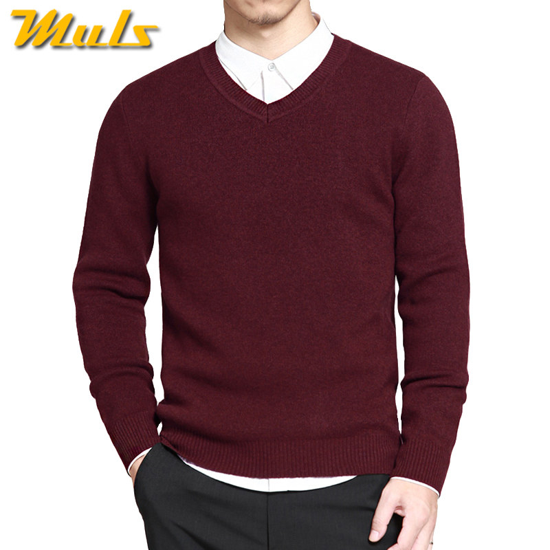 2019 Mens Pullovers Sweaters Basic Style V neck Sweater Cotton Knitted Jumpers Solid Male Knitwear Navy Red Black Plus Size 4XL alx