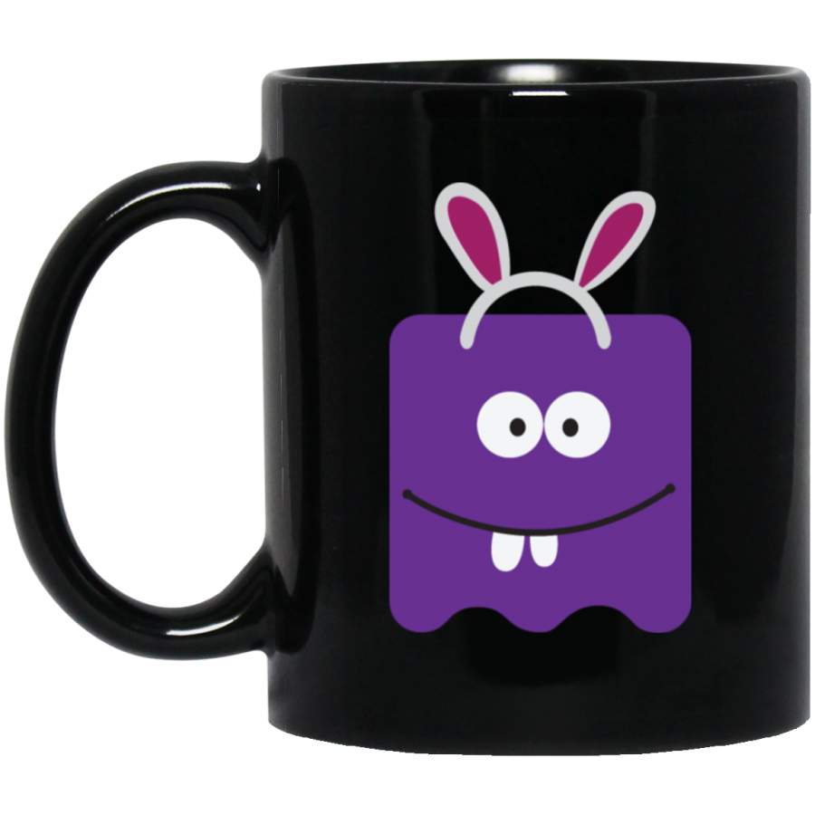 Cute monster with rabbit ears Black Mug