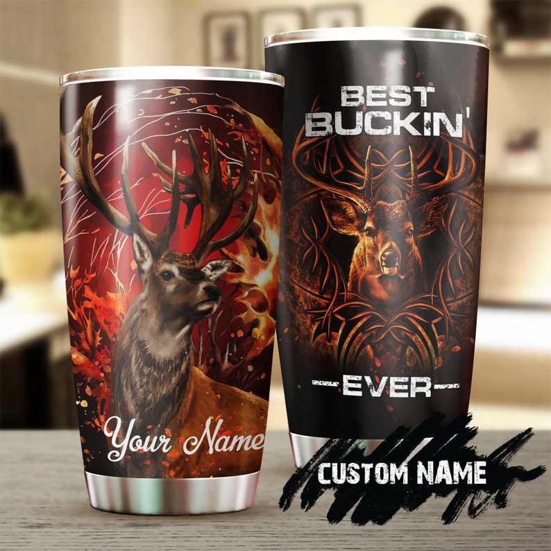 Deer Best Bucking Dad Ever Personalized Tumbler-Birthday Christmas Gift Father’S Day Gift For Dad From Daughter Son