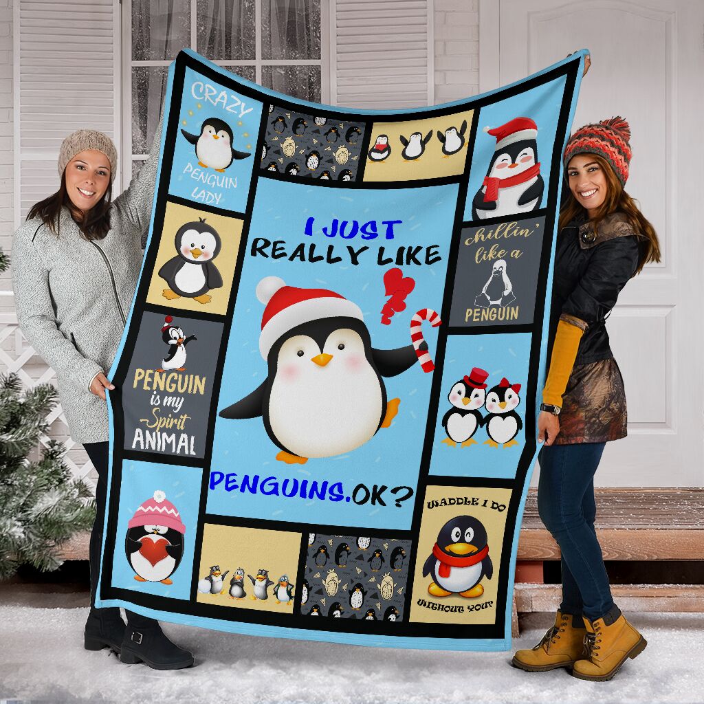 I Just Really Like Penguins Fleece Blanket Print 3D, Unisex, Kid, Adult