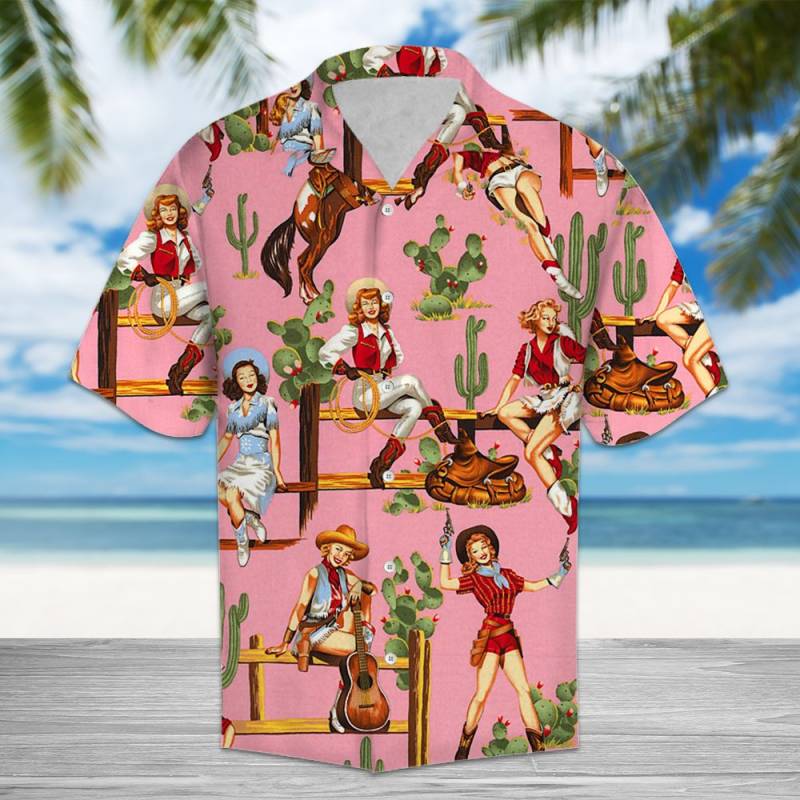 Vintage Cow Girl Hawaii Shirt Ha14507