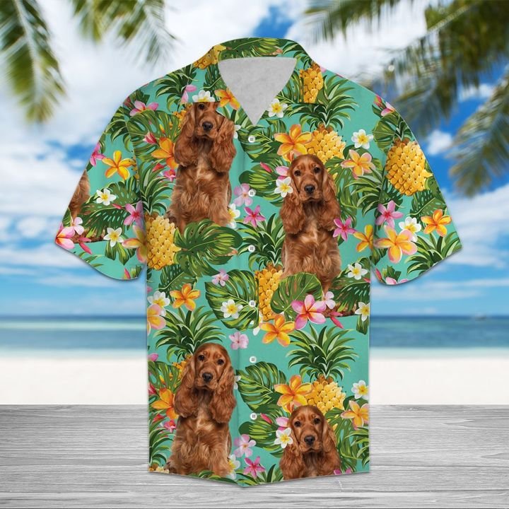 Tropical Pineapple Cocker Spaniel Hawaiian Shirt Summer Button Up For Men, Women, Couple