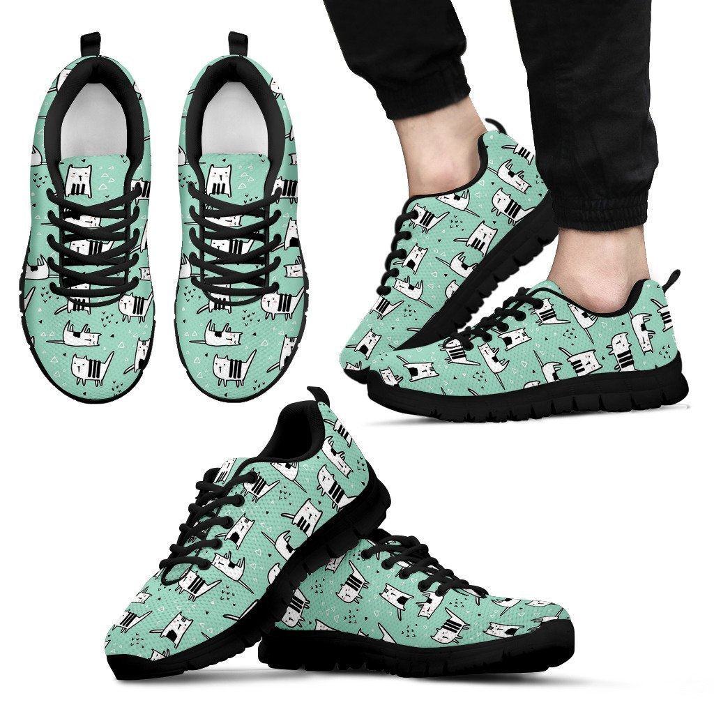 Cat Kitten Pattern Print Sneakers, Sneaker Running Personalized Shoes Custom Name, Text For Women, Men